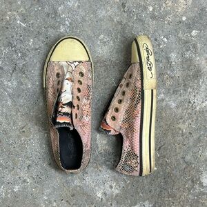 Ed Hardy Pink Glitter Japanese Tattoo Canvas Sneaker Shoes